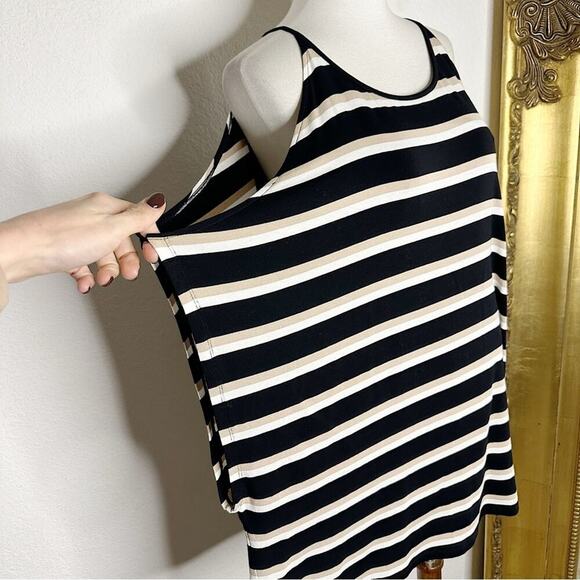NWT Vince Camuto Kenya Blues Cold Open Shoulder Top in Rich Black Stripe Size XL - Picture 2 of 7